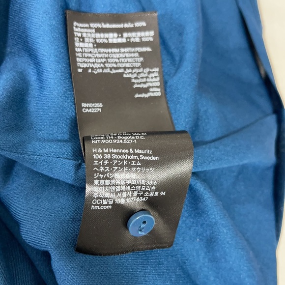 H&M Mama Teal Chiffon Dress with Embellished Belt - Picture 10 of 12